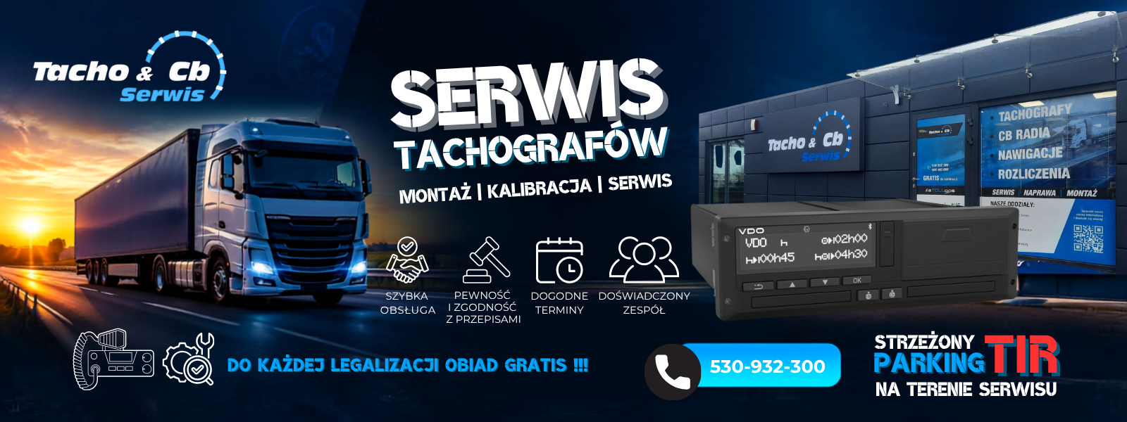 Banner firmy TACHO&CBSERWIS ŁUKASZ NICIEJEWSKI